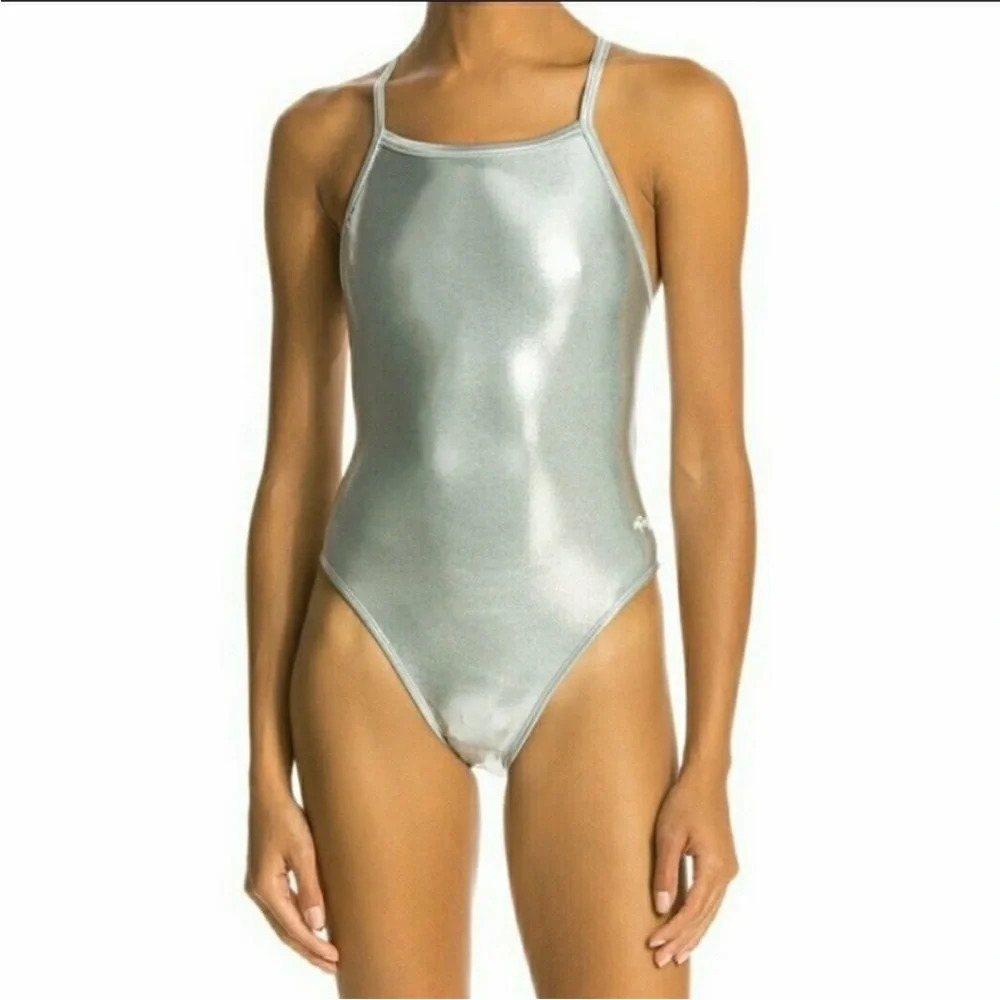 Dolfin Silver Metallic One Piece Training Swimsuit